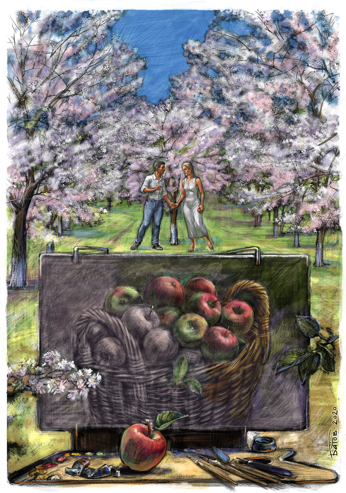 ZapovednikSkazok сказка eden Adam Eve paradise apple blossoms spring fairytale apple