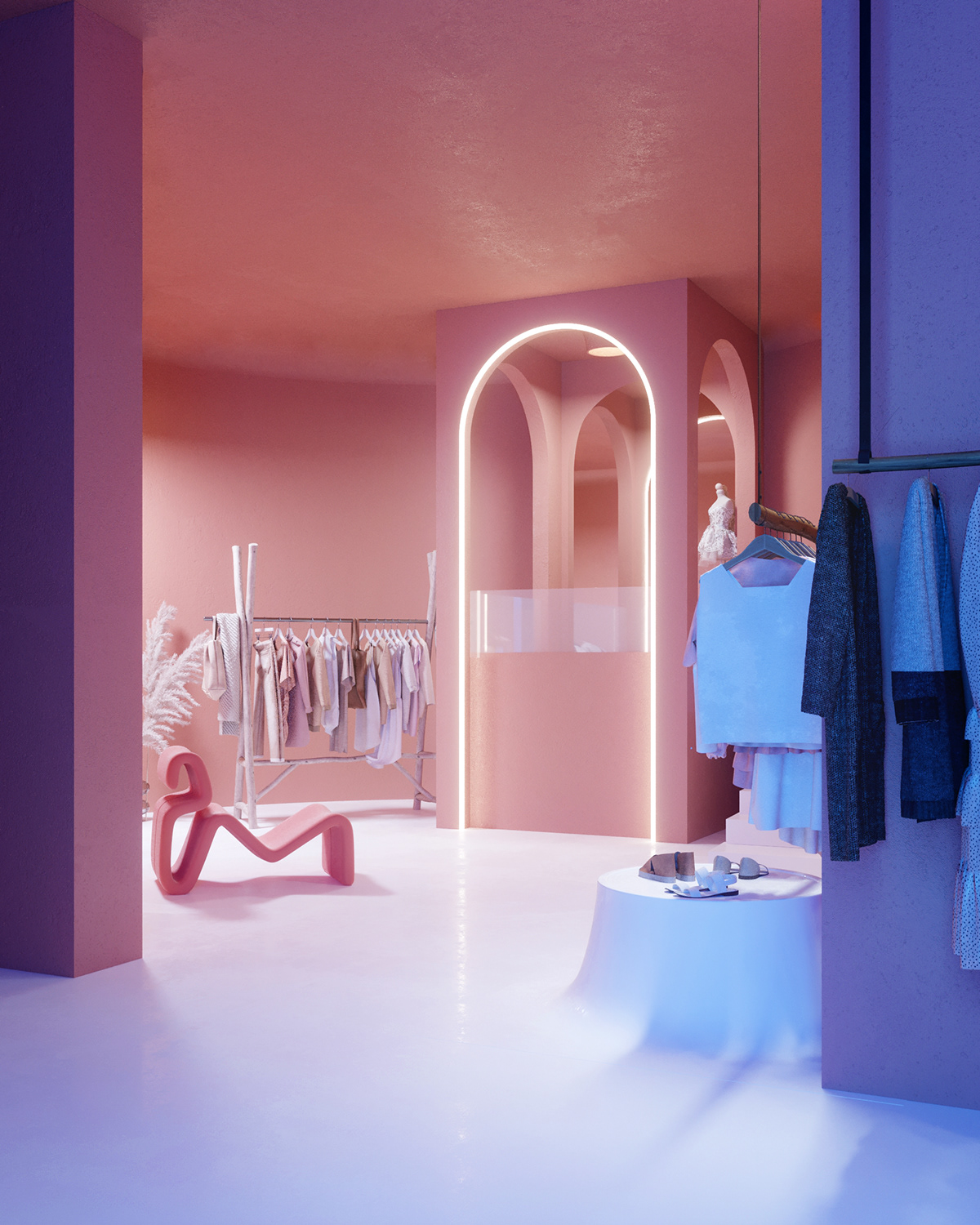 3ds max architecture color corona renderer design Fashion  interior design  showroom visualization