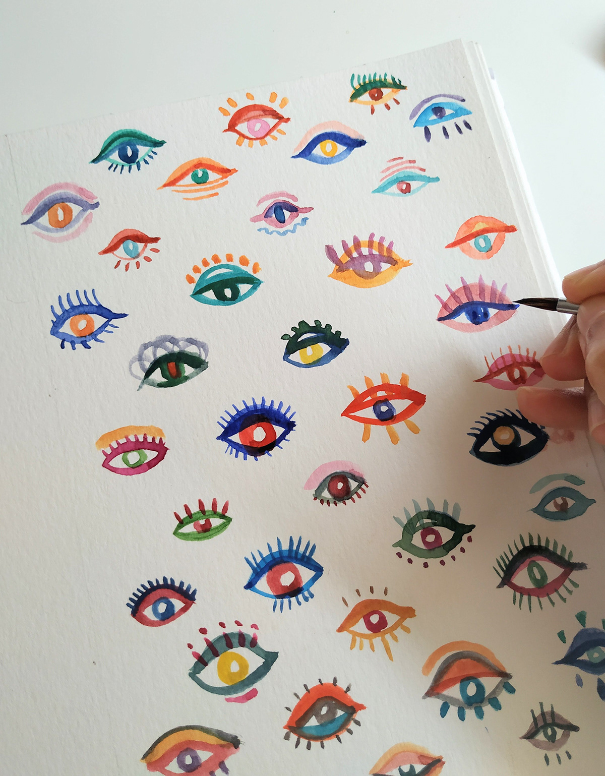 colorful eyes eyespattern handpainted ILLUSTRATION  multicultural paint pattern watercolor watercoloreyes
