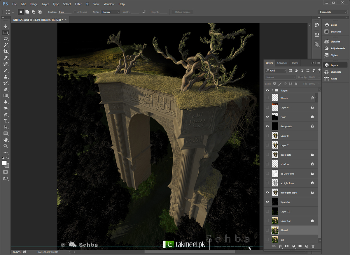 Vue10 Fantasy gate tomb digital illustration 3D environment