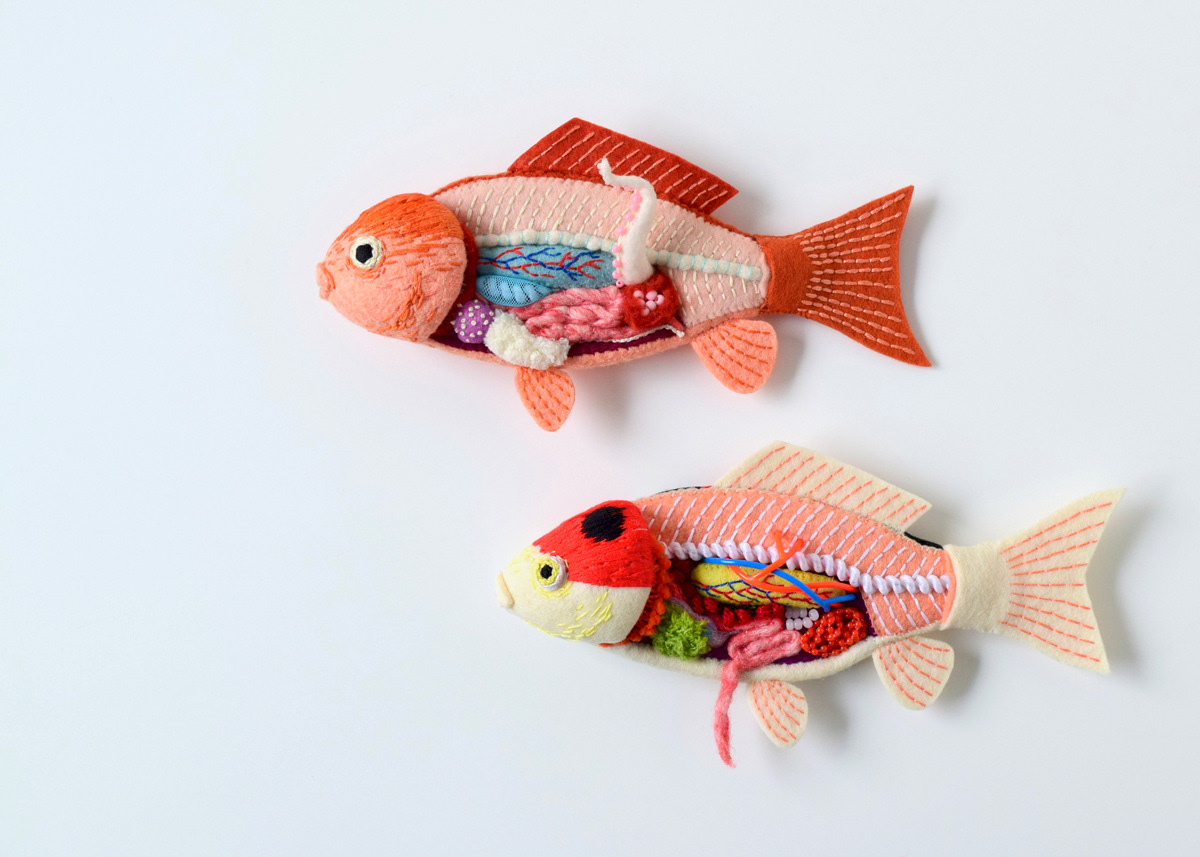 hine mizushima art craft soft sculpture fish carp anatomy specimen felt 水島ひね