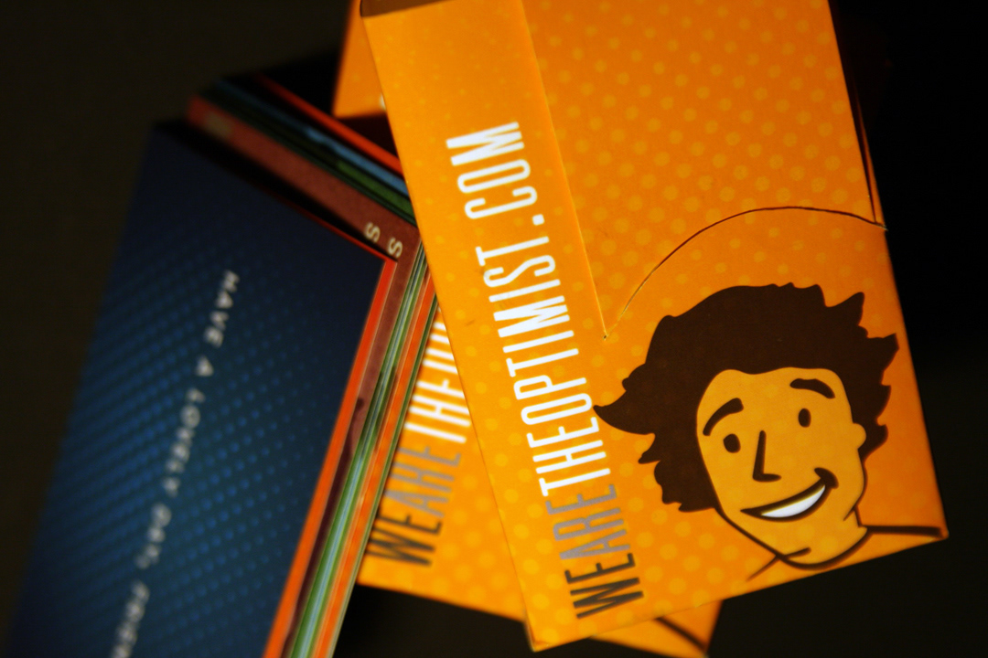 Optimist identity graphic Web development print Packaging interactive mike michael Gottschalk Milwaukee the optimist happiness Spreading sharing kindness cards stickers community