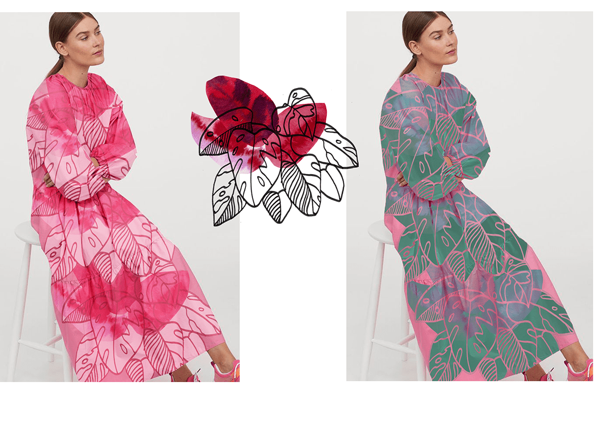 aquarell botanical Digital Art  Fashion  pattern patterndesign