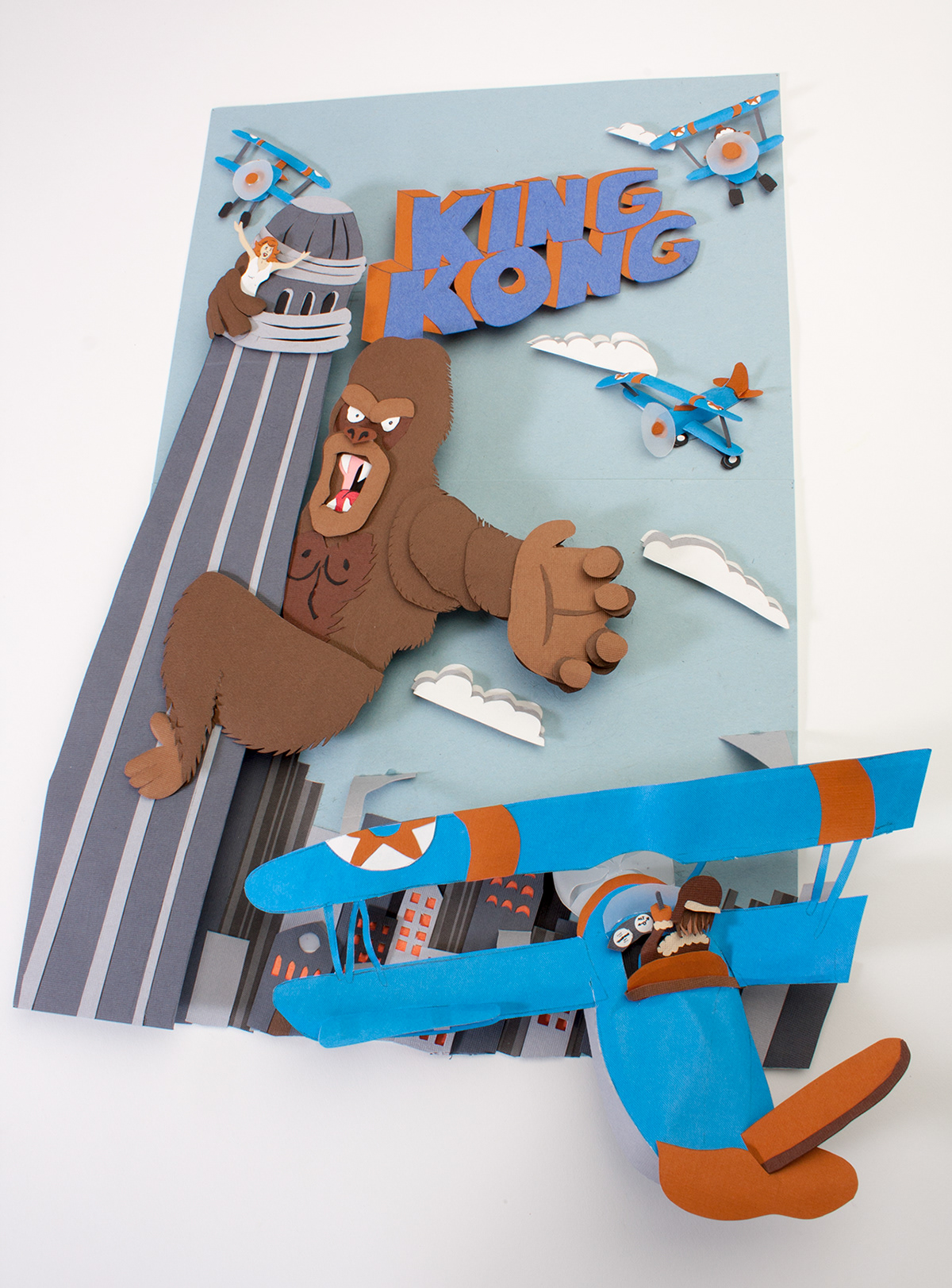 cutpaper King Kong  airplane  gorilla