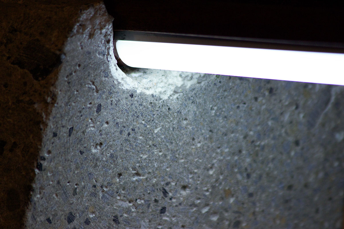 TIMBER light led glass concrete handmade table