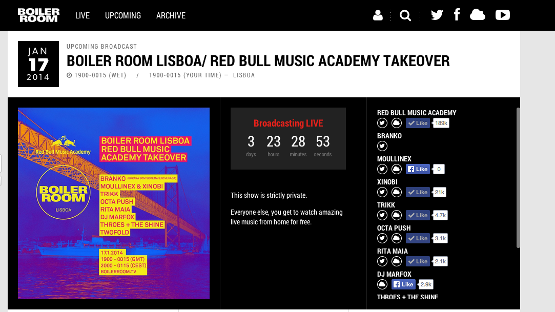 Red Bull Music Academy boiler room lisboa branko moullinex Twofold xinobi rita maia throes the shine Dj Marfox