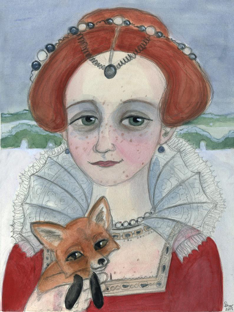 My Elizabethan inspired winter portrait. "Red Fox in Winter" by Debra Styer
