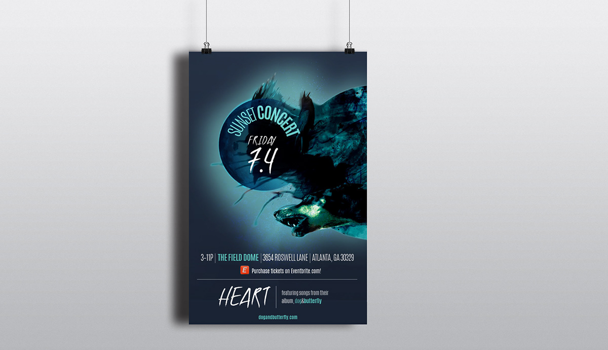 butterfly Album art dog heart record concert series design graphic photoshop digital print media Event