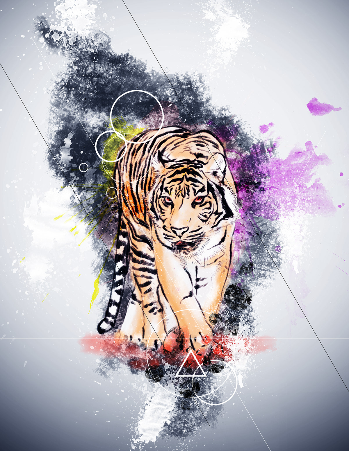 dragon photomanipulation tiger Sumi-ink watercolor