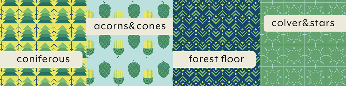 pattern forest vectors deer acorn cone green sunshine corniferous illustratortemplate
