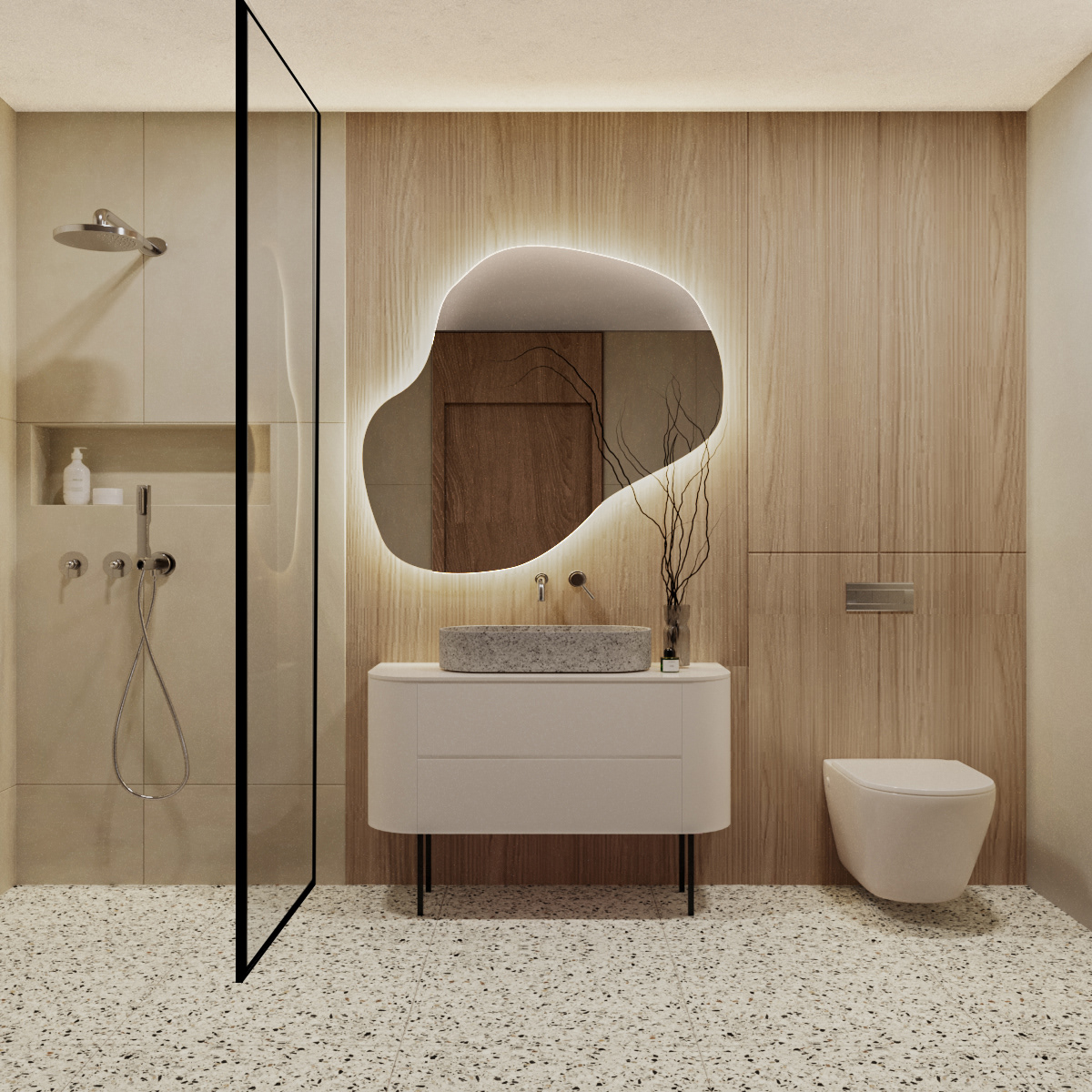 interior design  furnituredesign bathroomdesign Terrazzo shower room