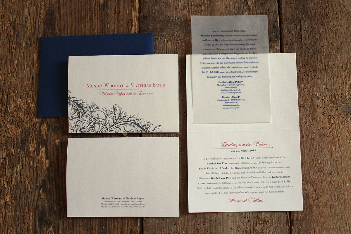 Hochzeit wedding invitaions Einladungen programe Programm Tischkarten Menükarten menuecards Placecards Corporate Design