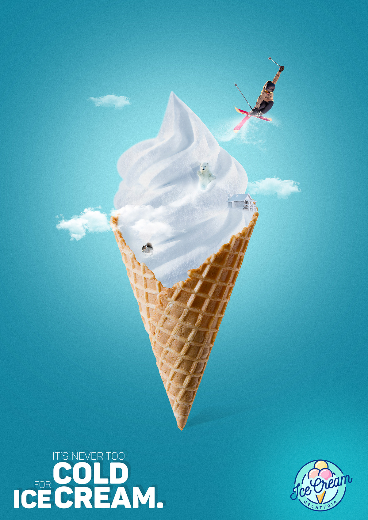 ice cream Ice cream manipulation creative Fun art advert Advertising manipulation poster brand ideas
