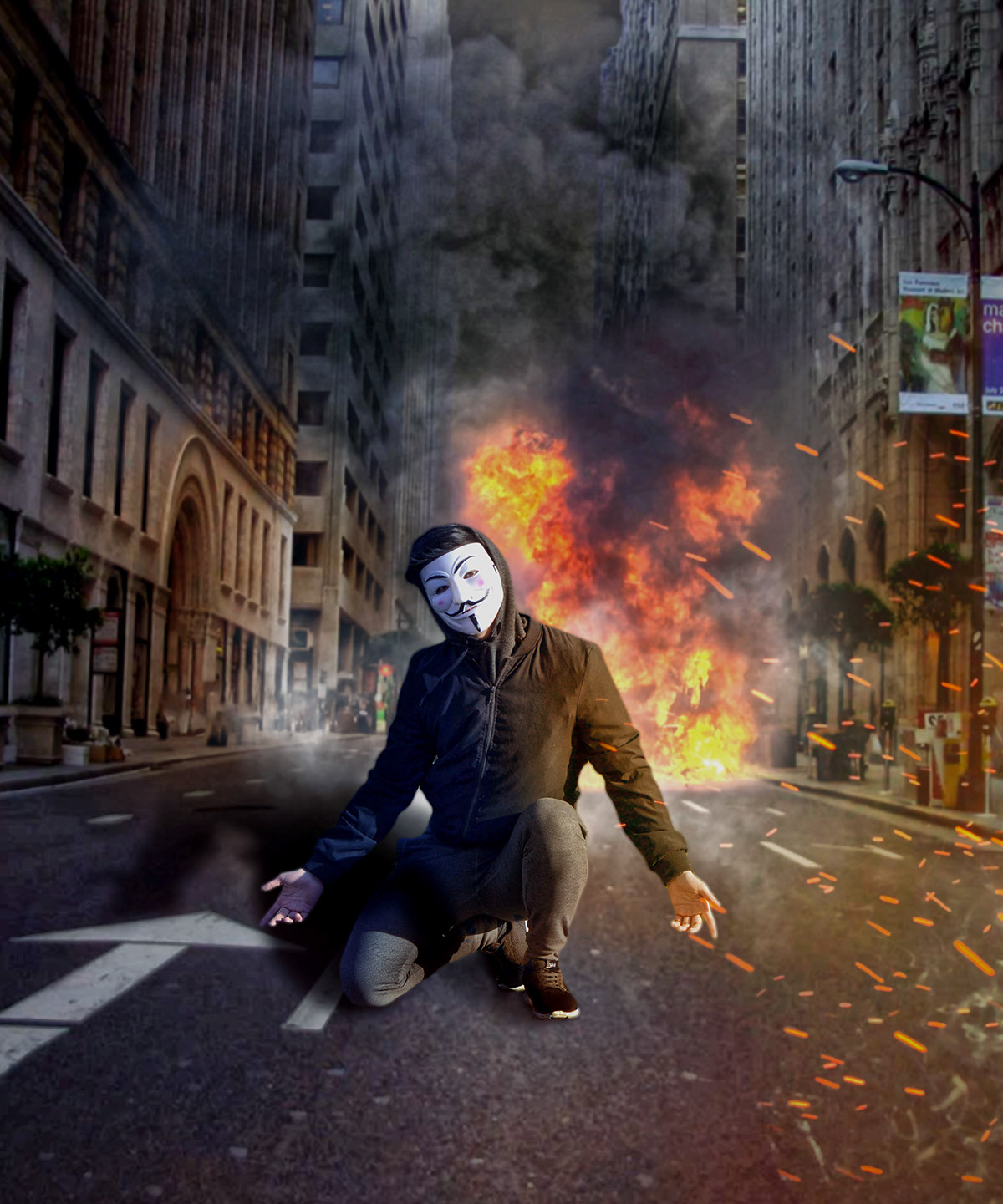 anonymous guyfawks protest mischievous city Urban mask VFORVENDETTA revolution photomanipulation digital