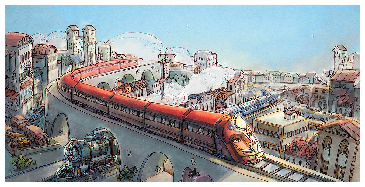 dothaithanh book illustration childrenbook train