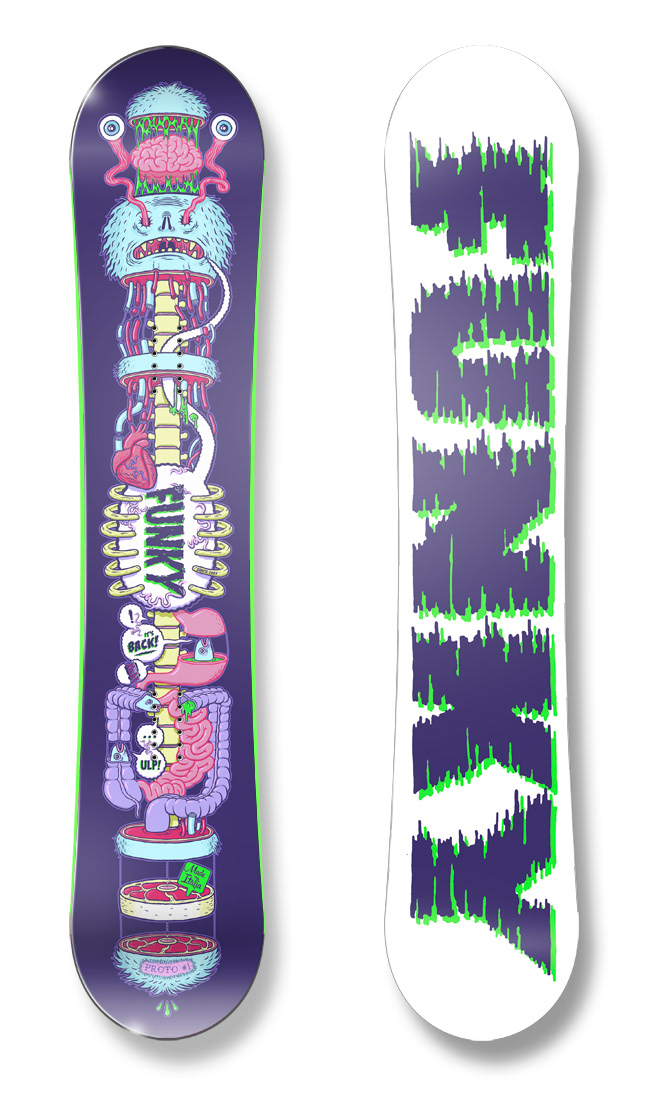 funky snowboard yeti anatomic monster 90's