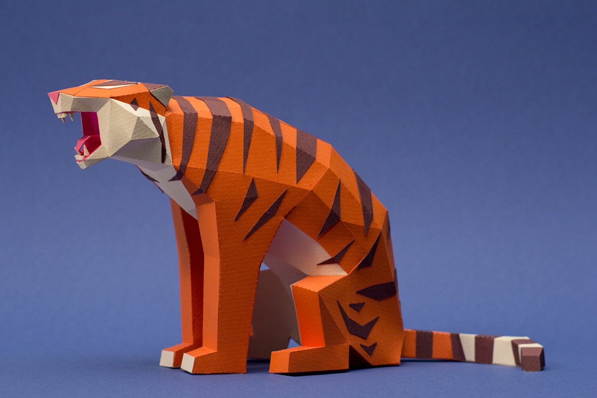 mamíferos mammals animals tanuki papercraft lowpoly bear paper spectacled Aguará tiger tigre Tasmanian FOX