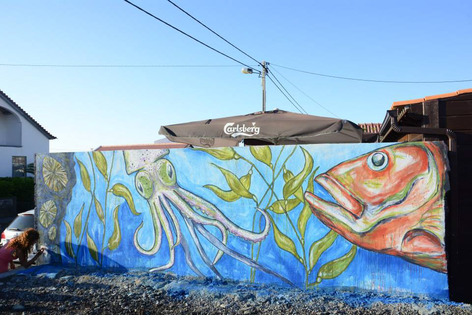 acrylics fish ILLUSTRATION  marine illustration Mural Ocean painting   sea wall wall art Adobe Portfolio