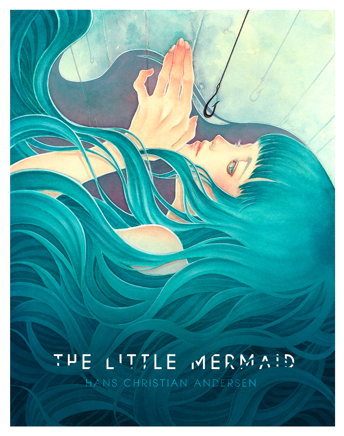 The Little Mermaid Hans Christian Andersen watercolor graphite Poster Design