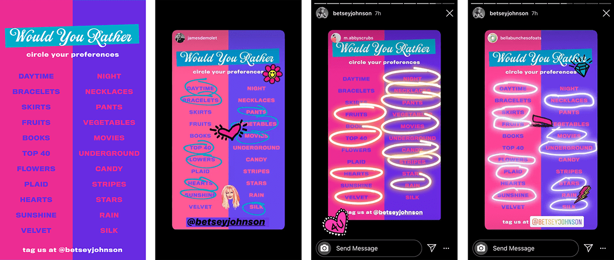 Betsey Johnson Fashion  girly HAND LETTERING Instagram content Instagram Design leanna perry Social Media Content Social Media Design