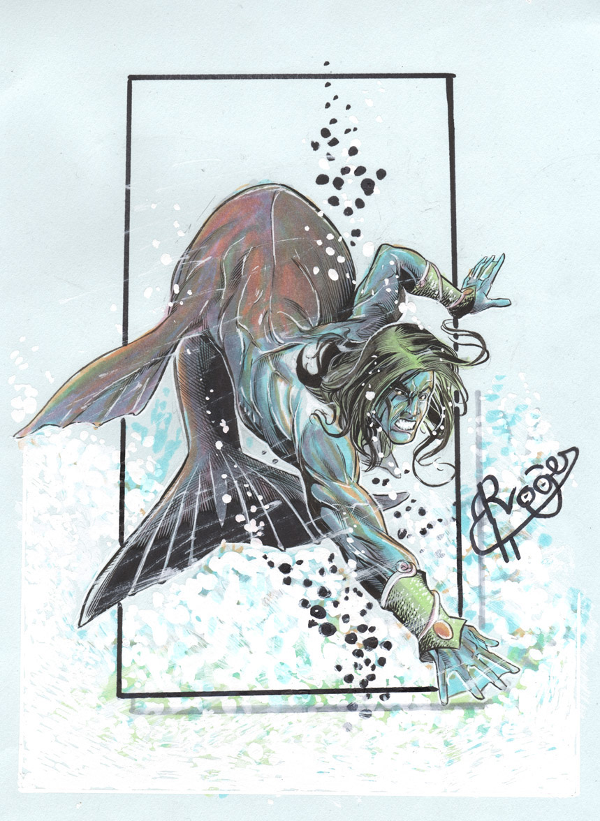 Lady Death joker batman angel analogic art Copic pencils greys commissions