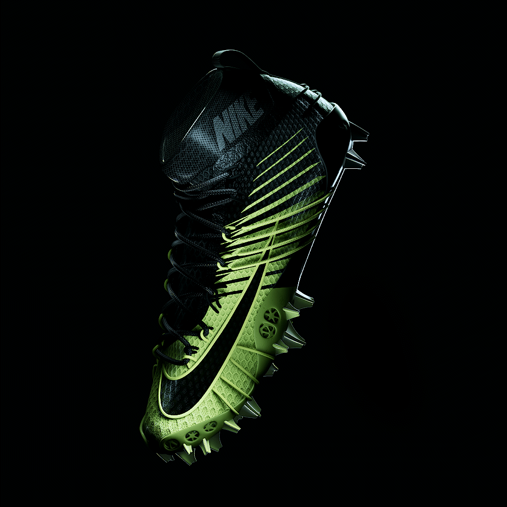 product design  3d modeling 3d motion Nike Nike Shoes shoes football sports motion graphics  green