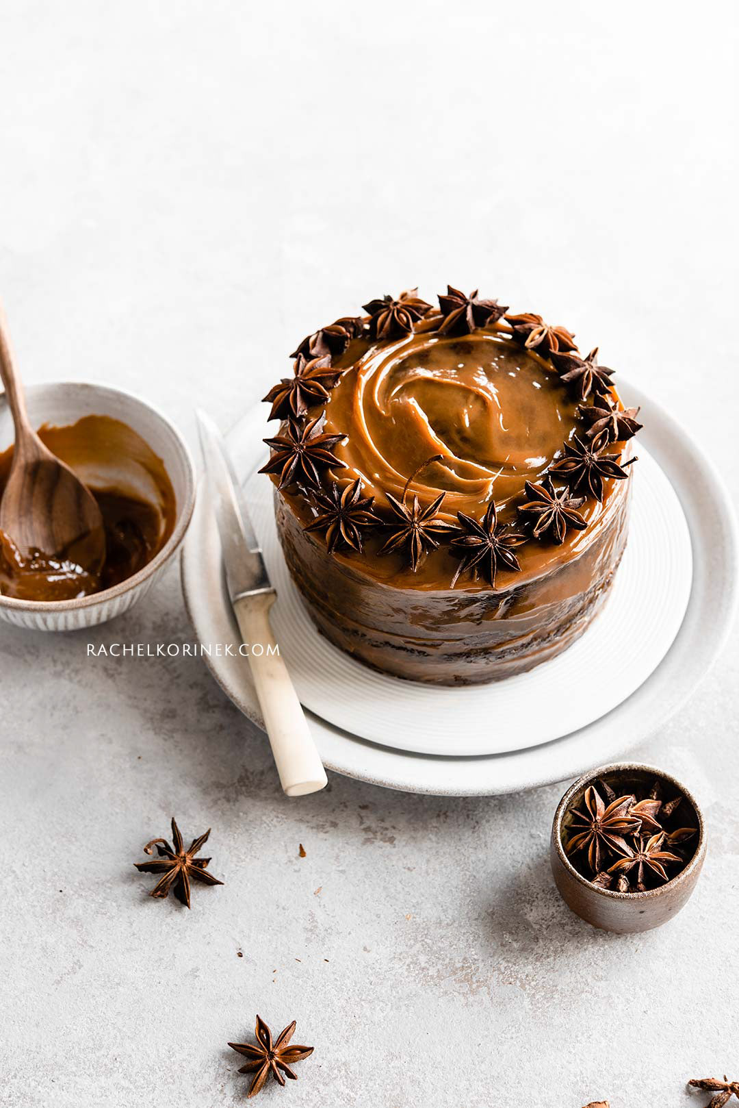 food photography food stylist Vancouver Photographer cake photography cake holiday photography winter food star anise caramel low key