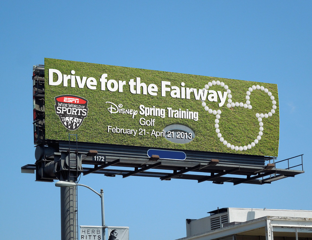 ESPN disney golf baseball tennis billboard ads sports mock-up