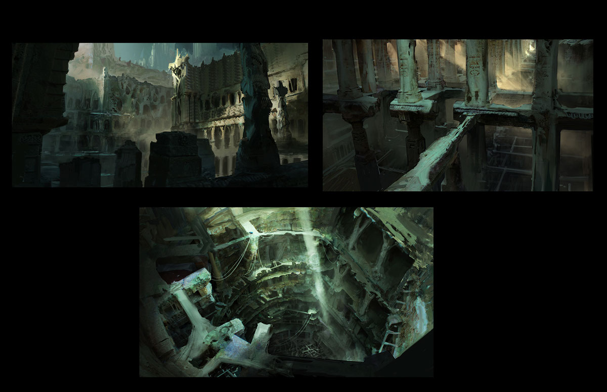 game concept art Game Art concept design environment Environment design Finnian Macmanus digital digital painting Landscape Interior exterior lighting Character