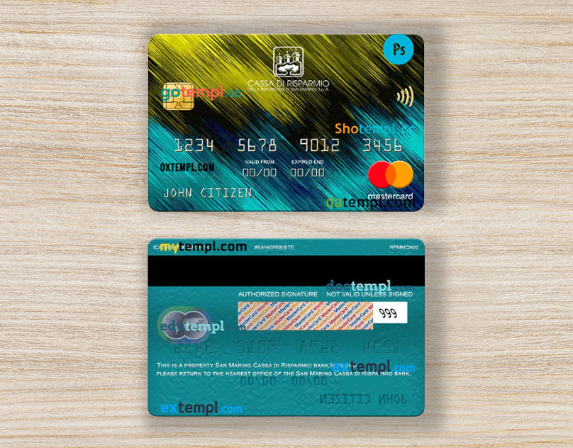 Bank credit card design designer editorial mastercard psd San Marino template templates