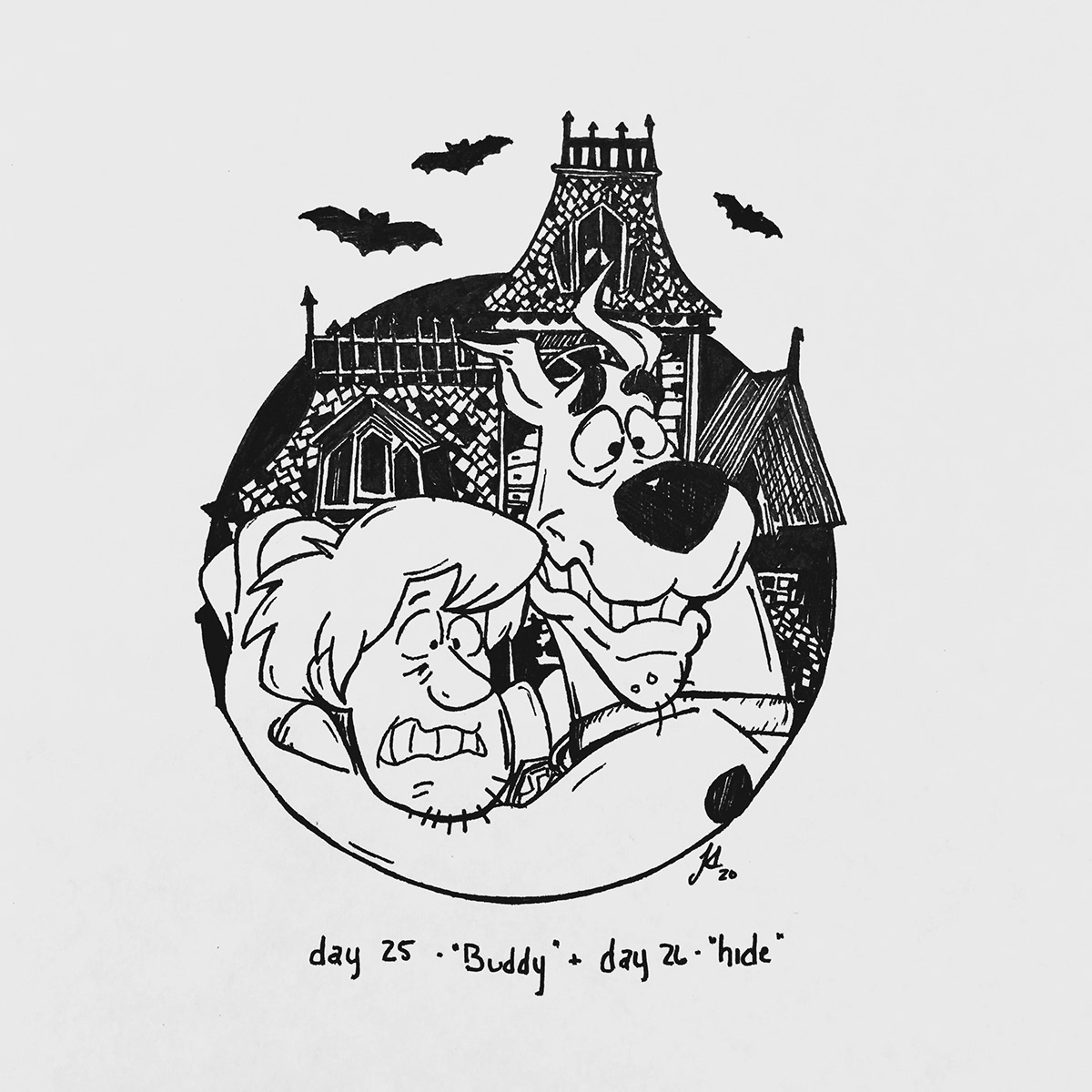 black and white Character disney Drawing  Halloween ILLUSTRATION  inktober marvel sketch