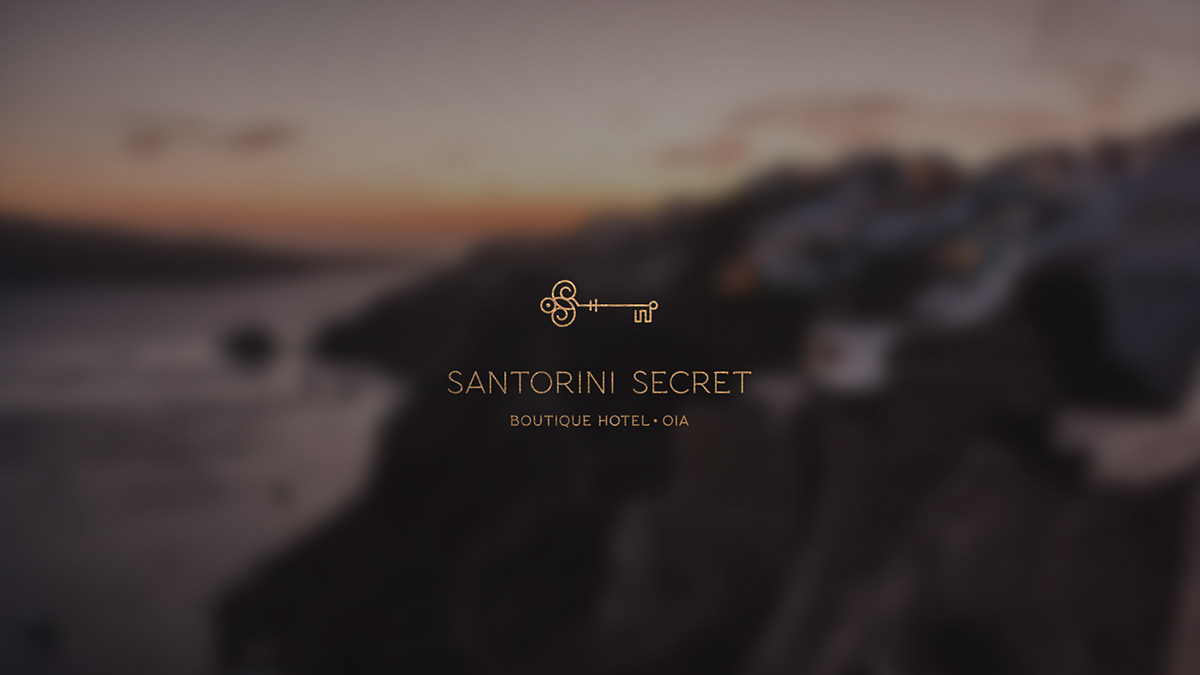 santorini secret logo hotel Island key Cycladic art initials S/S luxury Brand Id.