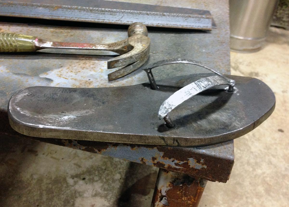 weld welding steel shoe Flip-flop Flipflop metal