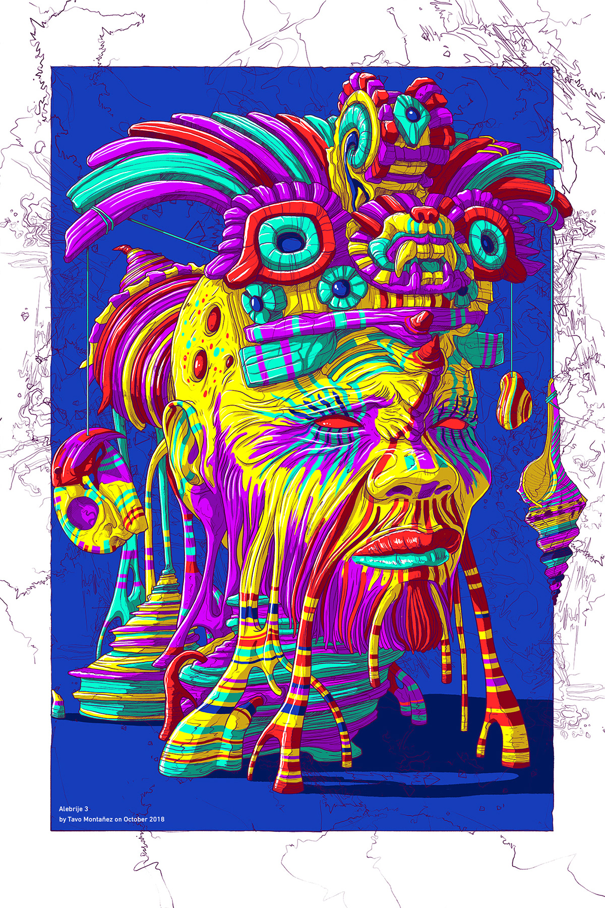 alebrije screenprint mexico art Mexican Art color Digital Art  Adobe Photoshop Wacom Cintiq ILLUSTRATION 