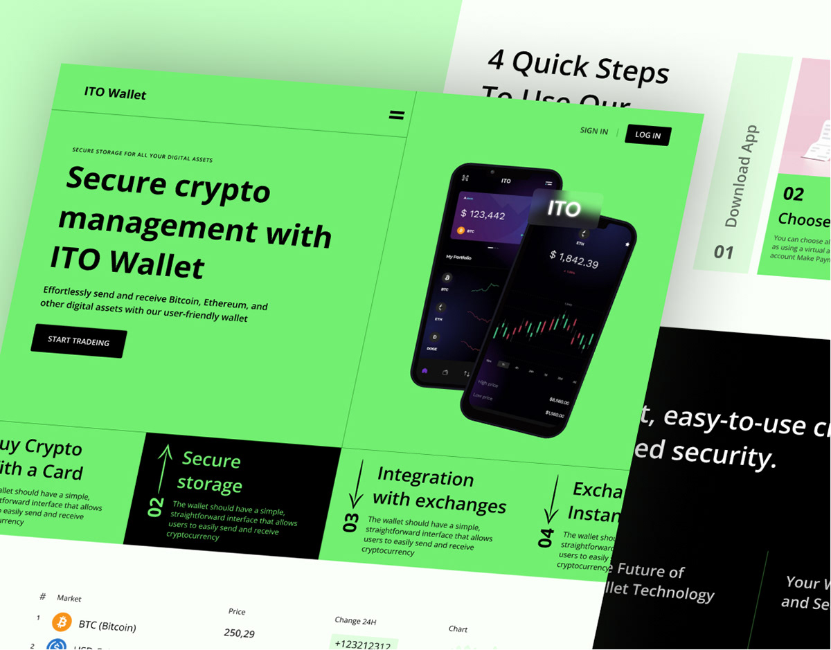 crypto landing page Crypto Wallet App cryptocurrency defi exchange finance landing page Mobile app nft landing page WALLET