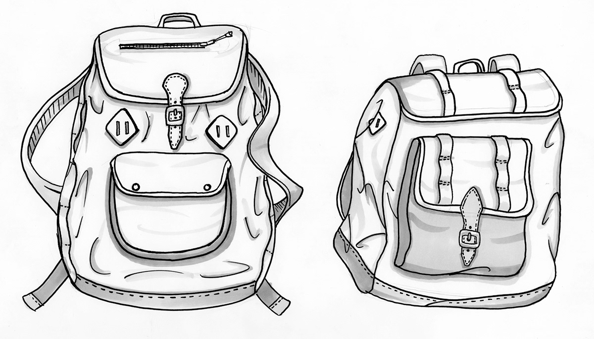 handbags bags sketches Renderings Backpacks