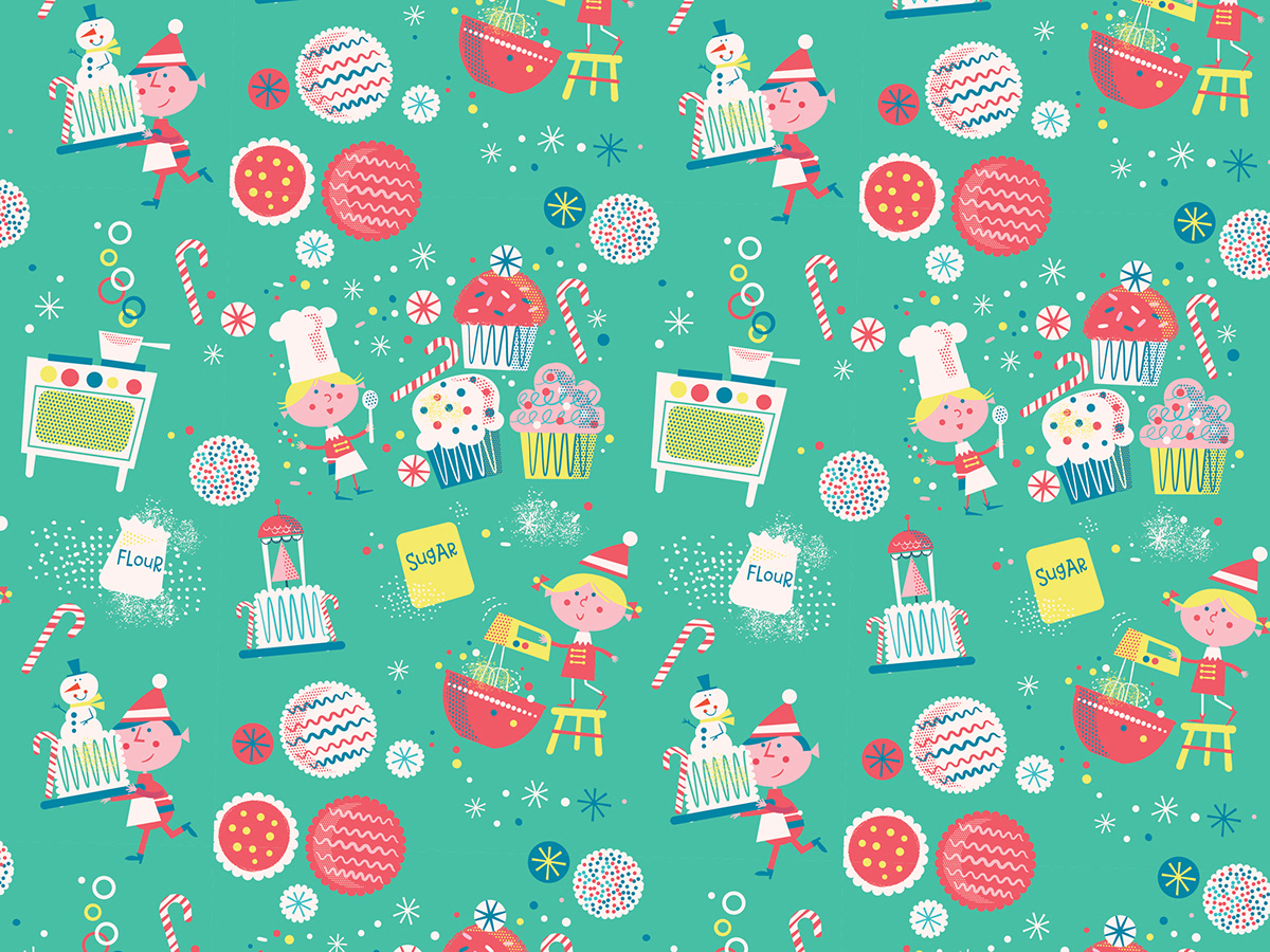 xmas paper goods fabric Wrapping paper gift wrap Textiles surface design Surface Pattern Bolt Fabric