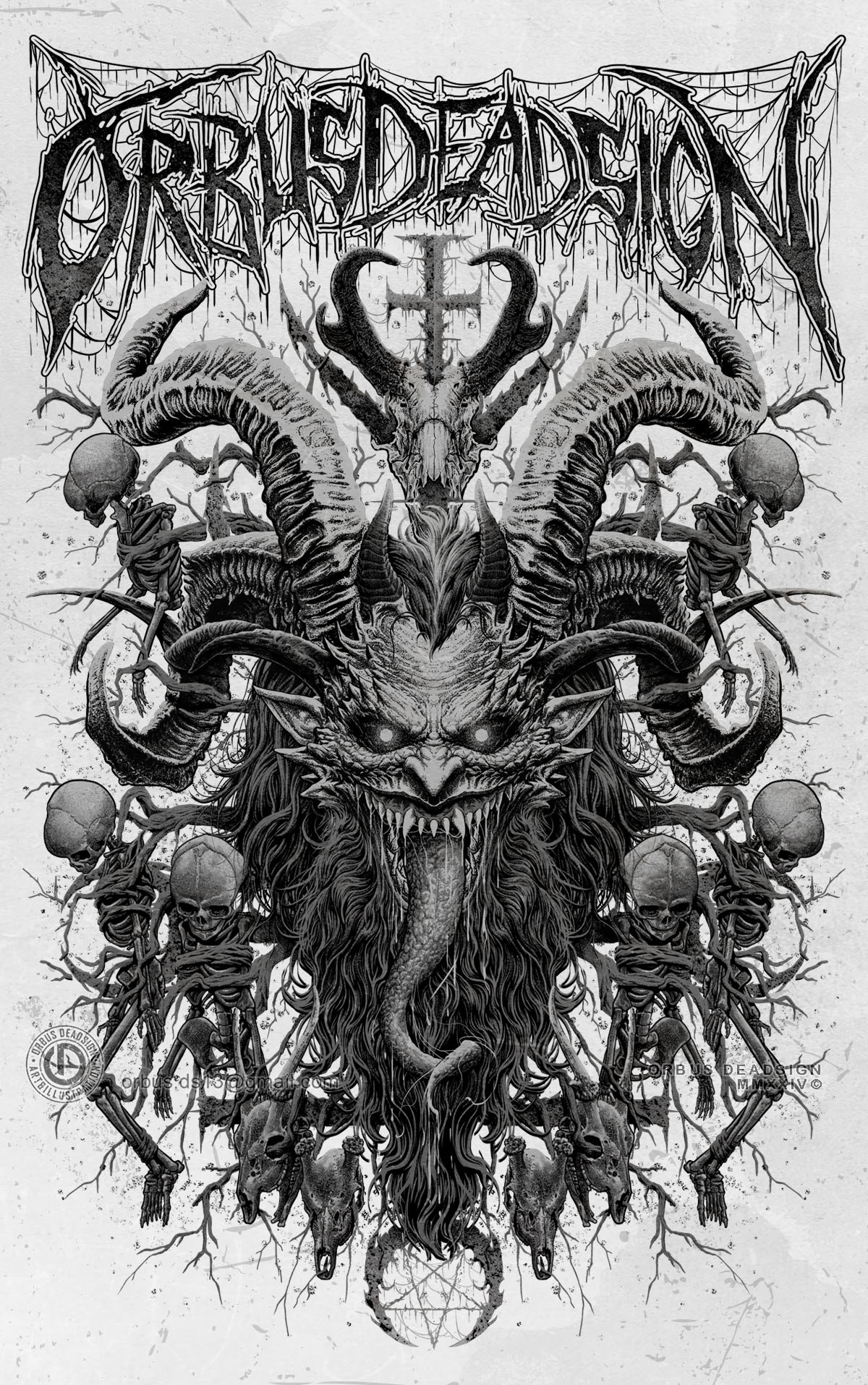 Krampus goat zombie death metal heavy metal black metal T-Shirt Design cthulhu metal artwork death core 