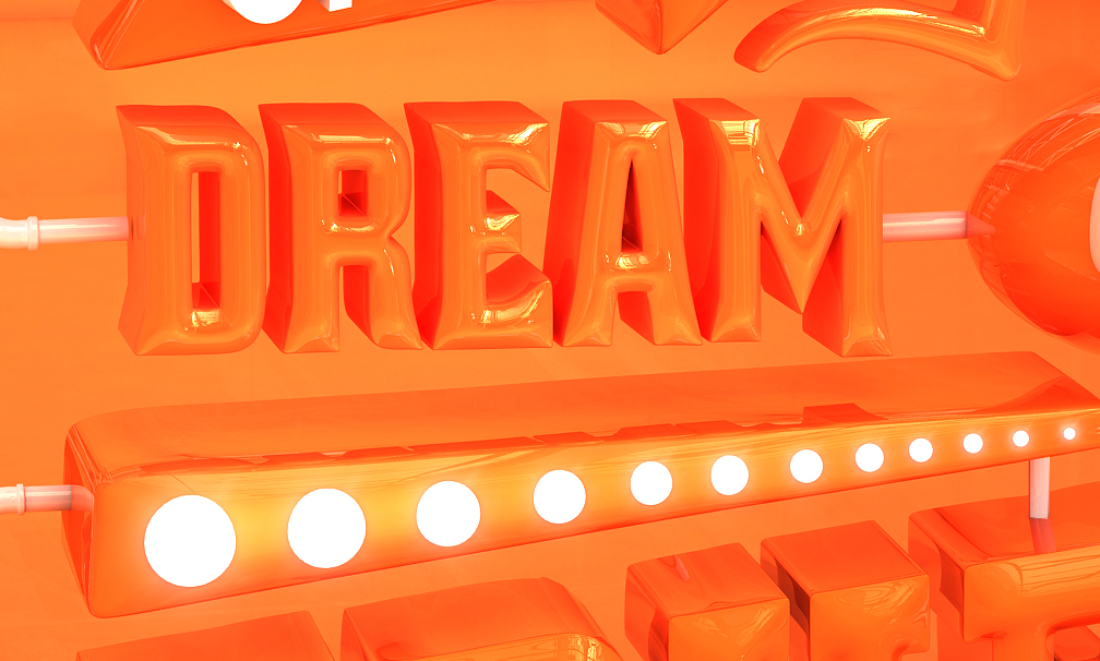 3dsmax dream typography   orange Brazil Aerosmith 3D