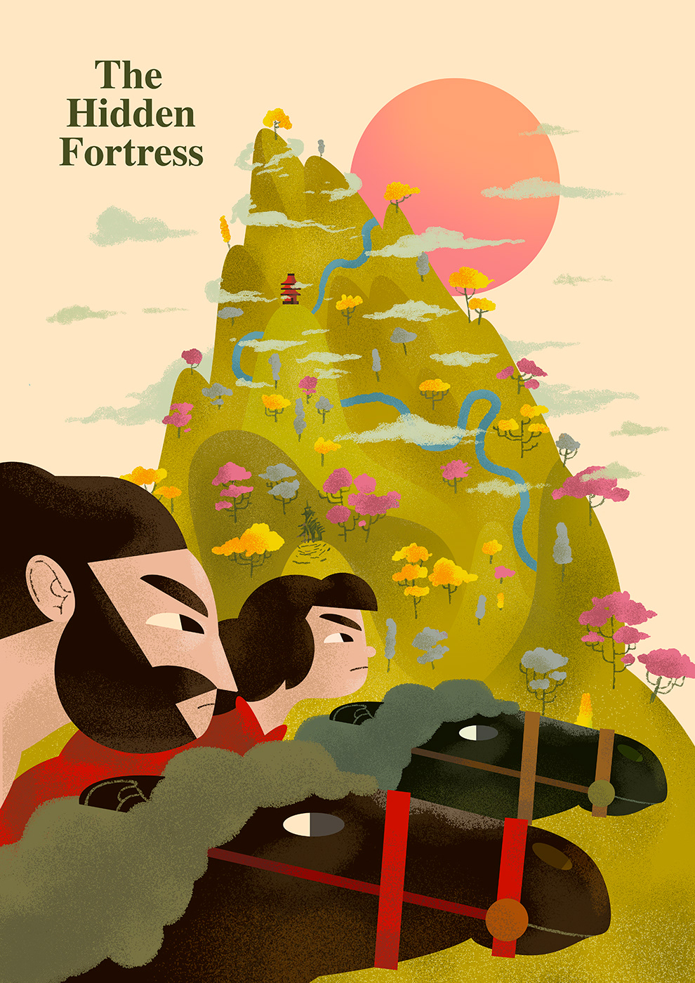 the hidden fortress movie poster Poster Design japan Cinema Silver Screen Society personal Personal Work Landscape trees horses