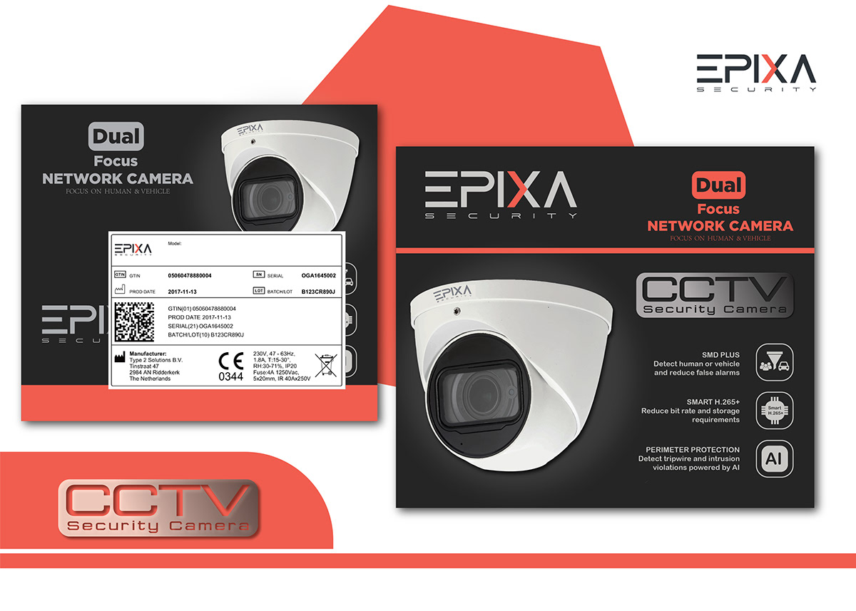 box design camera CCTV Epixa label design packagingbox product product packaging security camera squre box