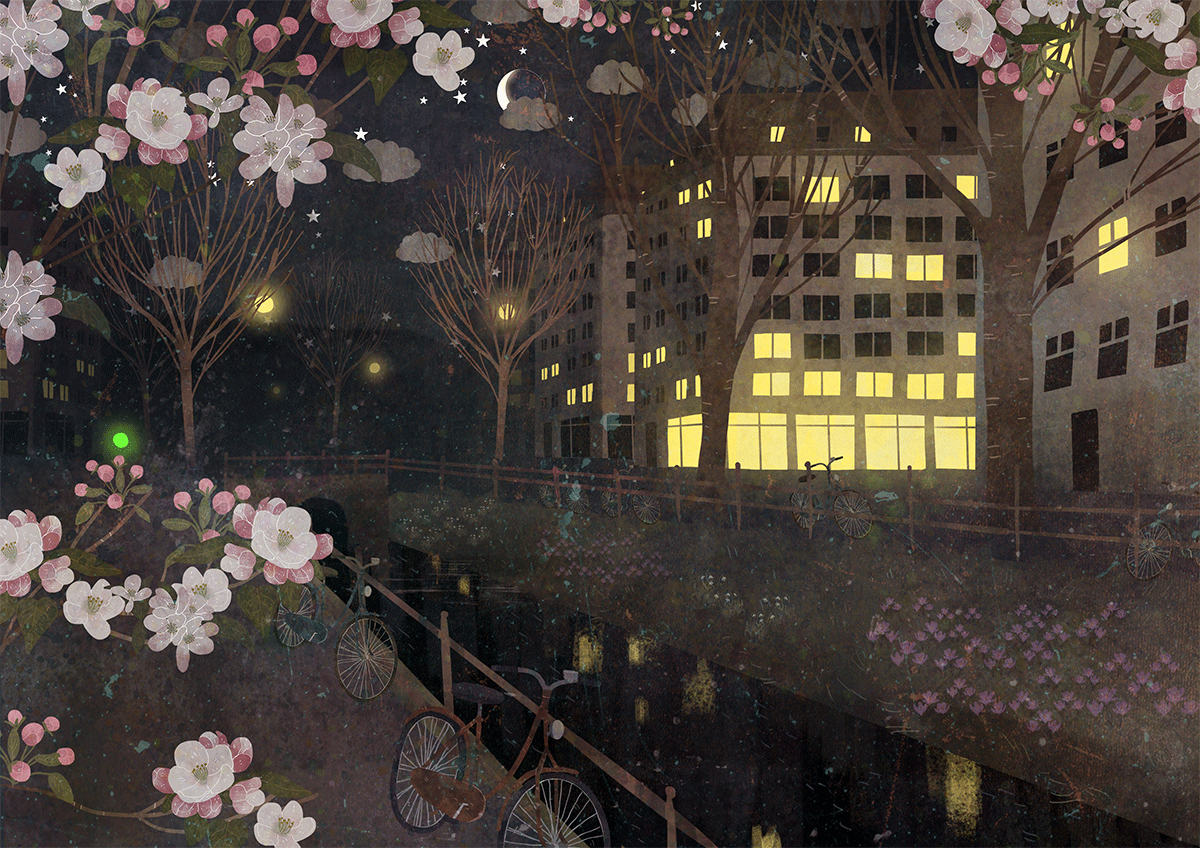 dreamy gif animated gif Landscape Nature backgroundart backgroundillustration night city