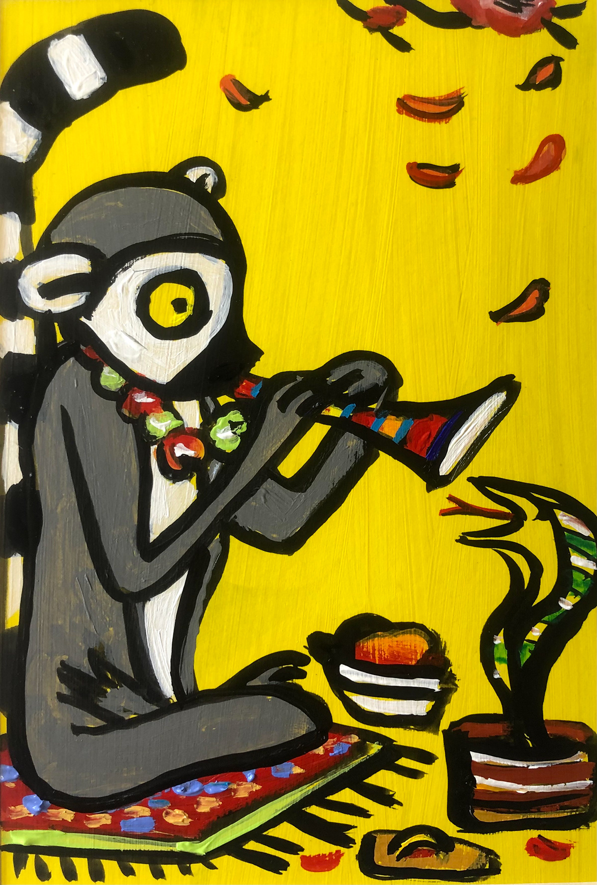 animalplanet art DANCE   dancer India lemur painting   romakaras romakarasart