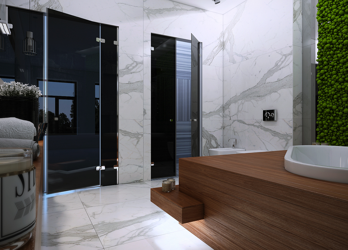 bathroom Interior design  interior modern Render SHOWER stylish apartment Contemprorary Project Minimalism bamboo