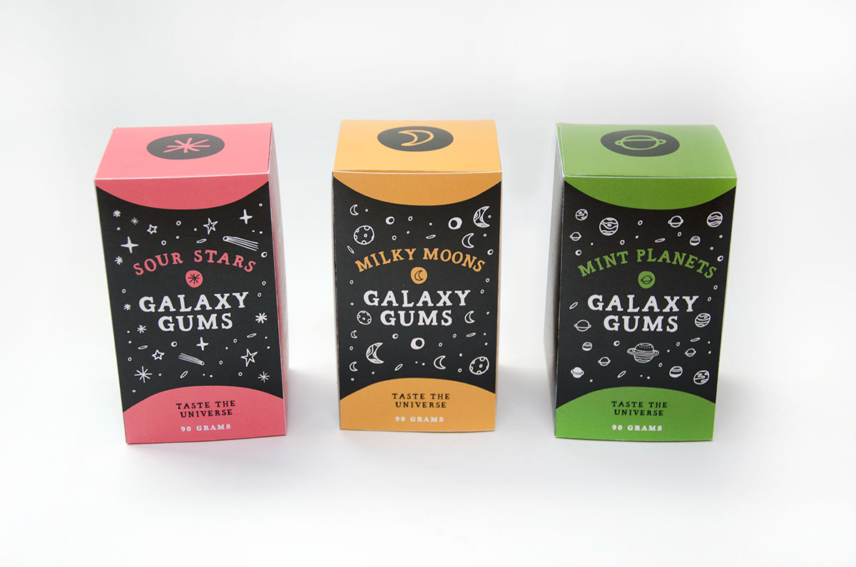 Candy package design  galaxy moon star planet