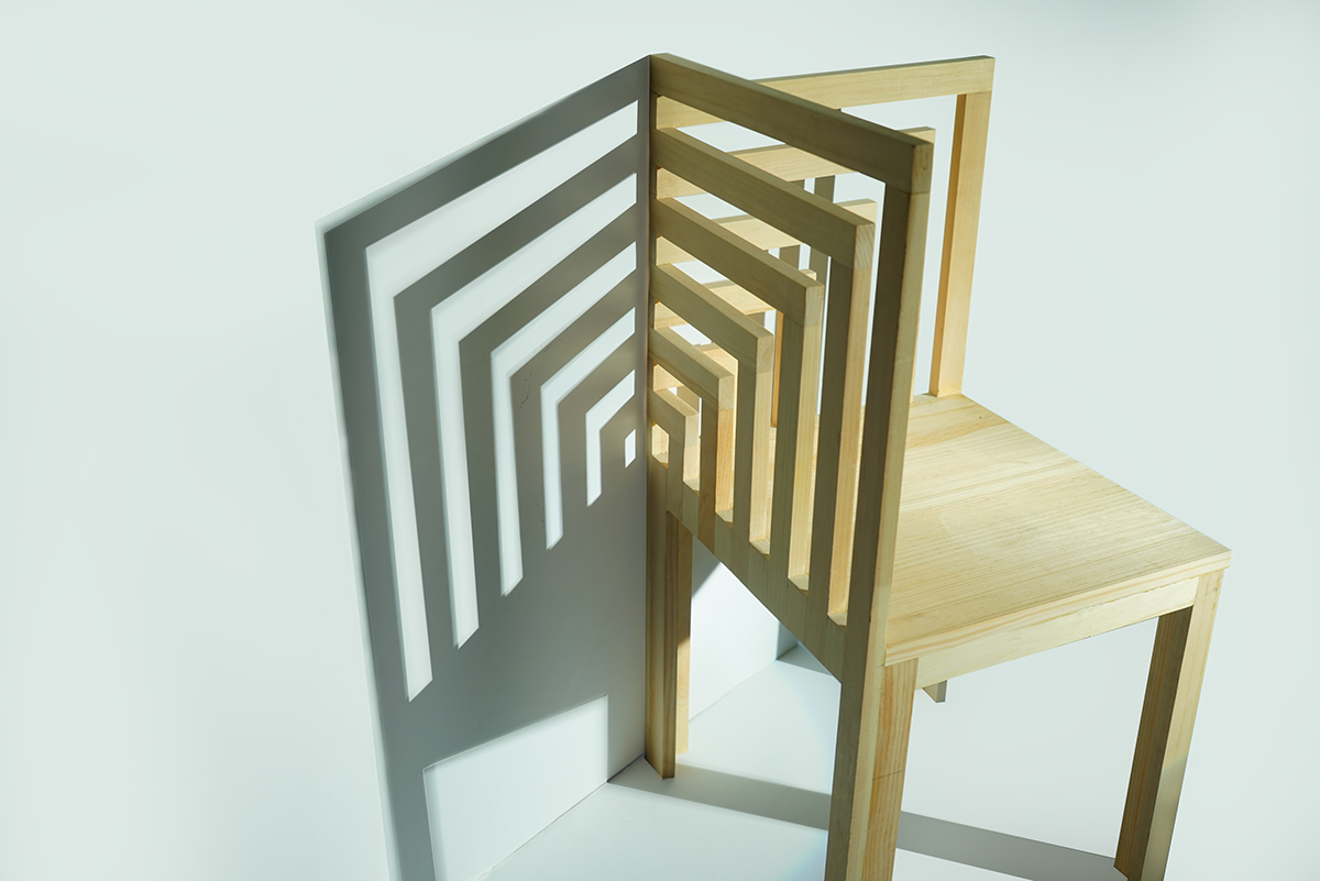 chair furniture spatial shadow wood PINE WOOD corner