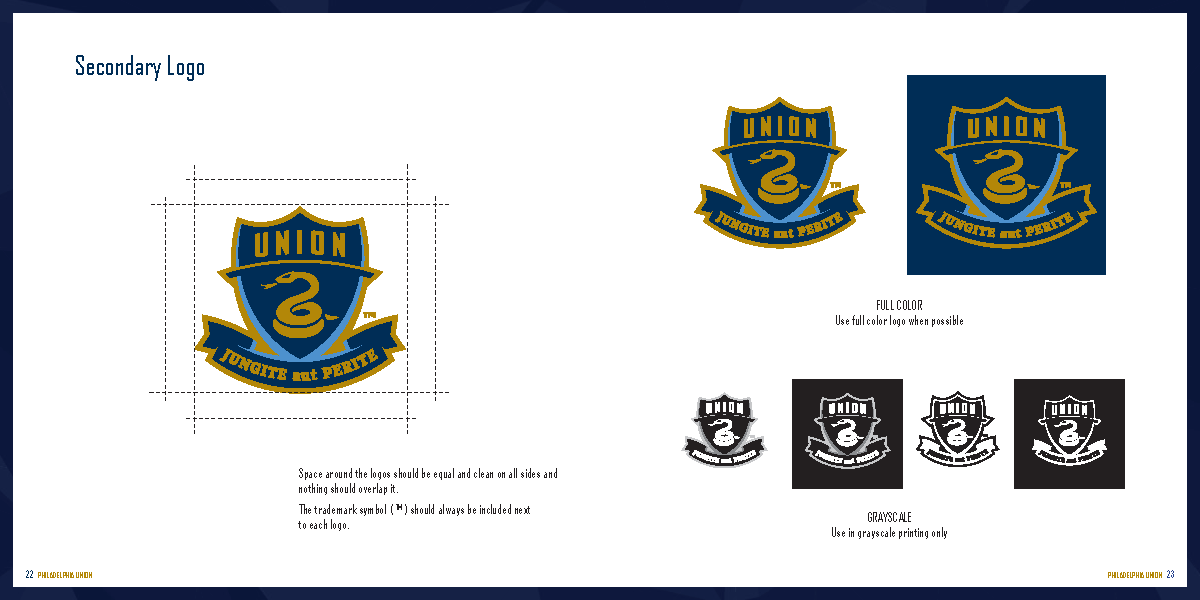 Philadelpia Union branding guidelines mls soccer