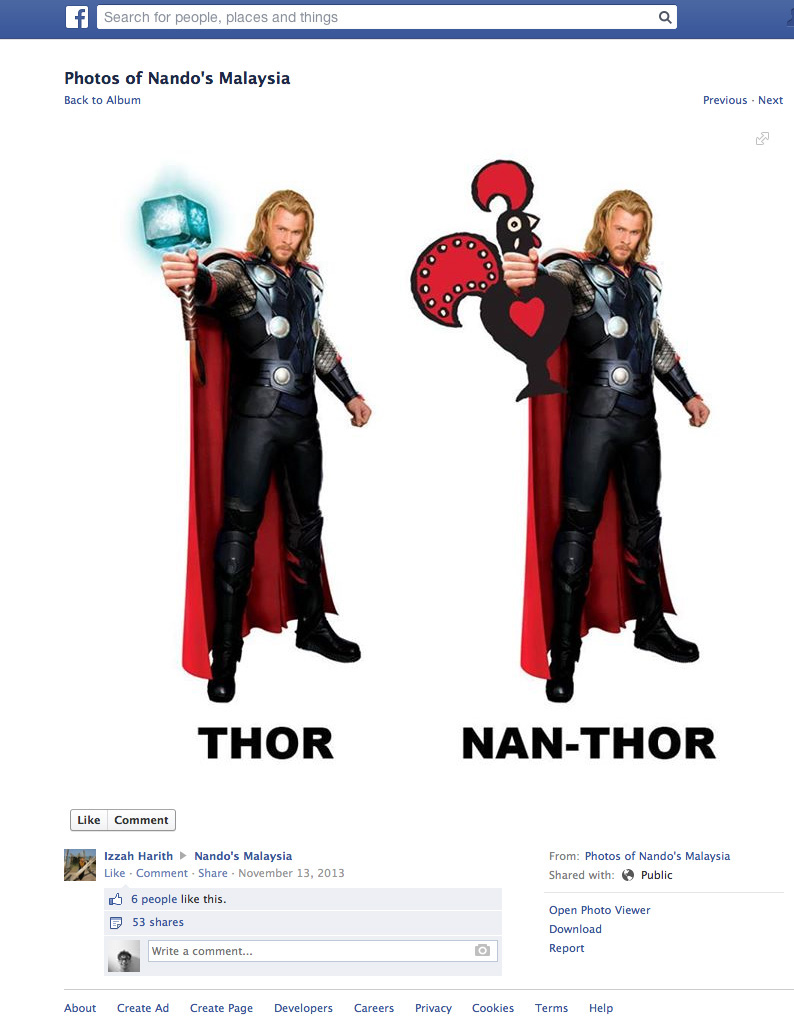 Nando's Malaysia Posting Thor joke hijack