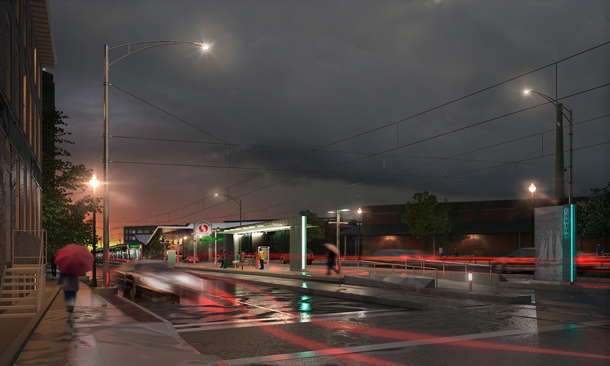 Evening storm Transit CGI 3D Rendering Architectural rendering trains mental ray 3d max digital Architectural Illustrations