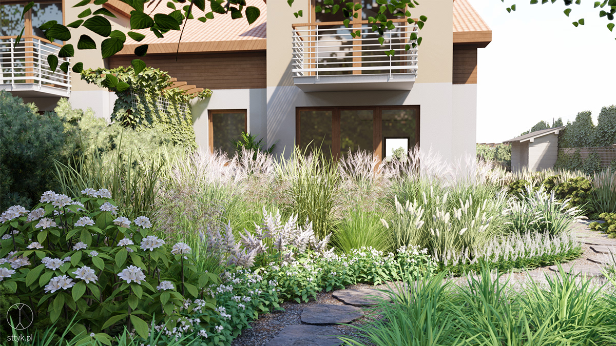 architekt krajobrazu garden project Landscape Design ogród na skarpie ogród naturalistyczny pracownia sttyk projekt ogrodu projektowanie ogrodów sttyk trawy w ogrodzie